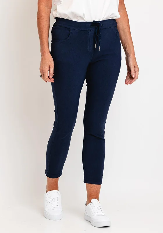 D.E.C.K by Decollage Drawstring Waist Slim Leg Trouser, Navy