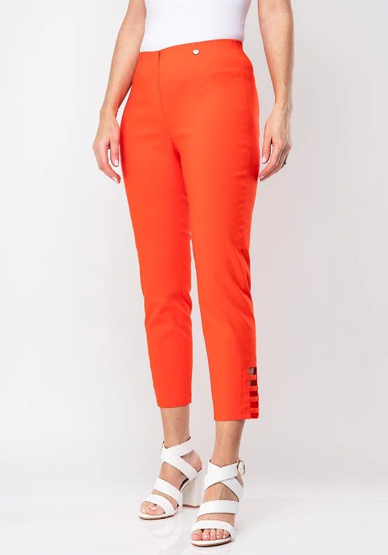 Robell Lena 09 Slim Fit Stretch Cropped Trousers, Orange