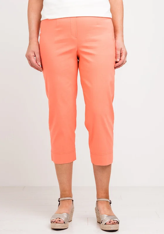 Robell Marie 07 Stretch Crop Trousers, Coral Orange