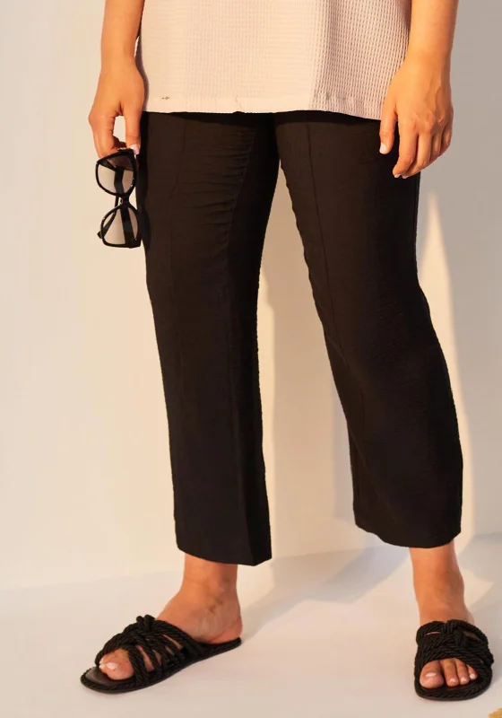 Ora Wide Leg Casual Trousers, Black