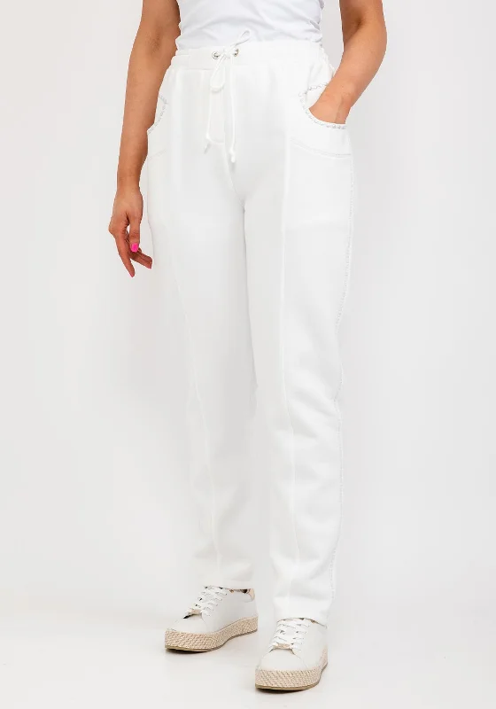 Eva Kayan Flat Stud Pocket Joggers, Off White