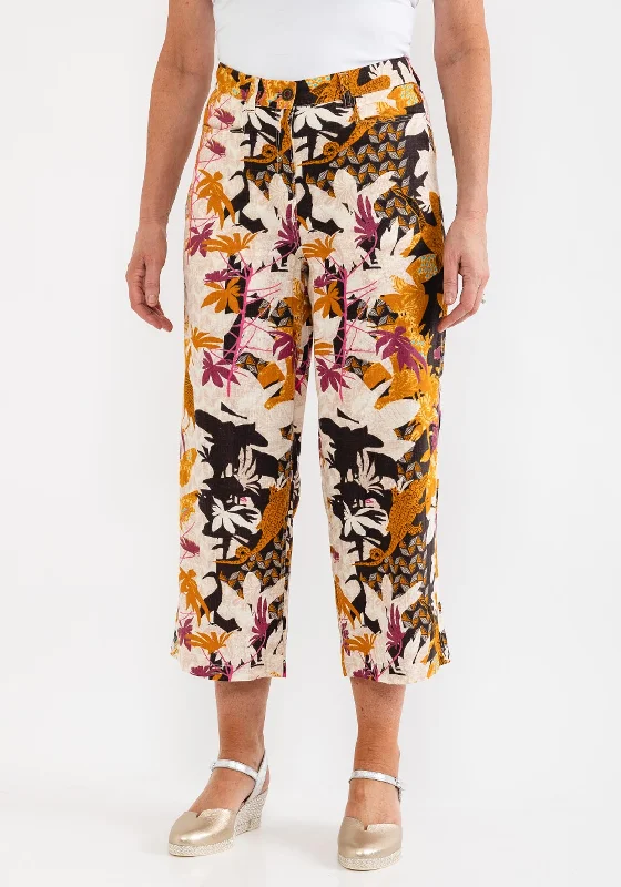 White Stuff Harper Printed Linen Blend Trousers, Multi