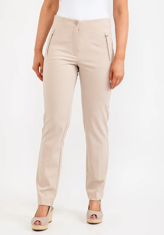 Zerres Jane Zip Pocket Slim Trousers, Cream