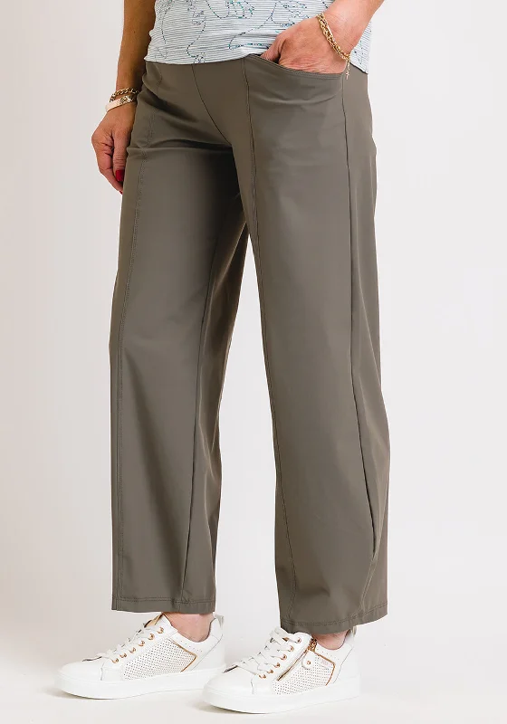 Naya Wide Leg Cropped Elasticated Trousers, Green