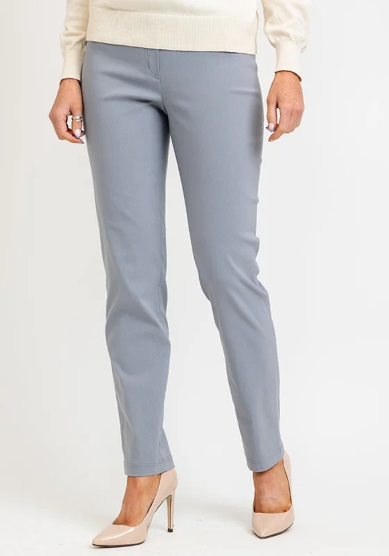 Robell Bella Full Length Slim Leg Trousers, Grey