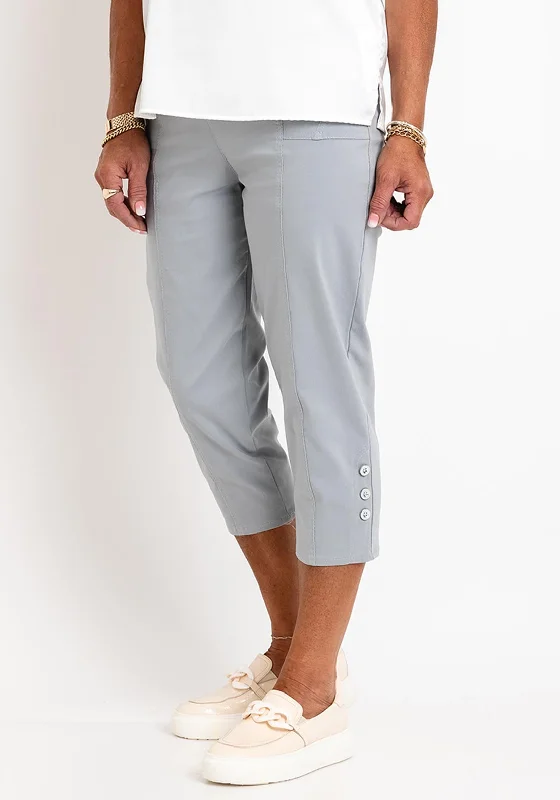 Leon Collection Cargo Style Capri Trousers, Silver