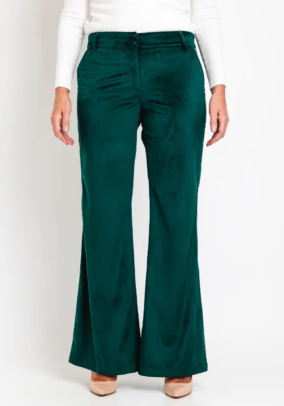 Camelot Velour Flare Trouser, Forest Green