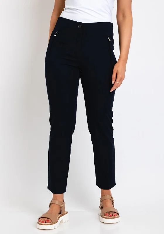 Zerres Jane Zip Pocket Slim Trousers, Navy