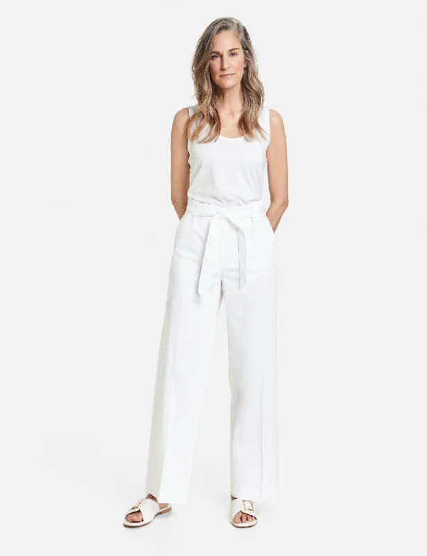 Gerry Weber Tie Belt Wide Leg Trousers, White