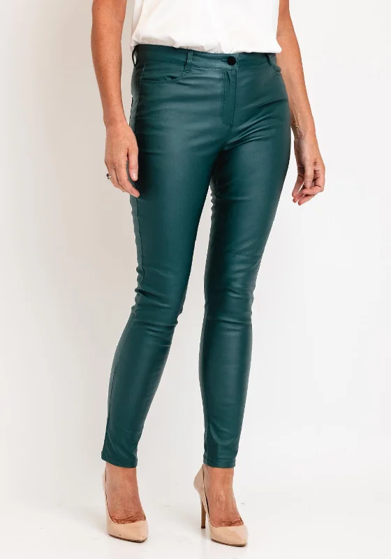 Soyaconcept High Waist Coated Skinny Trouser, Green