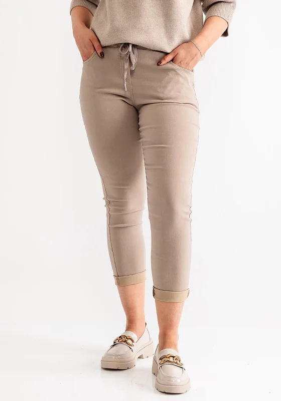 D.e.c.k by Decollage Drawstring Waist Slim Leg Trouser, Taupe