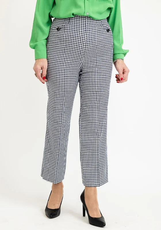 iBlues Pagaia Check Flared Trousers, Navy & White