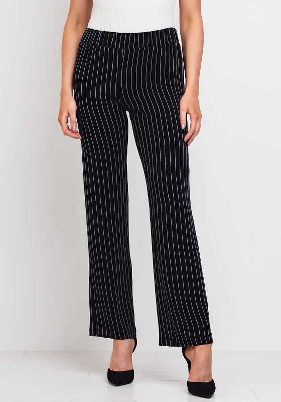 Naya Pinstripe Wide Leg Trousers, Black