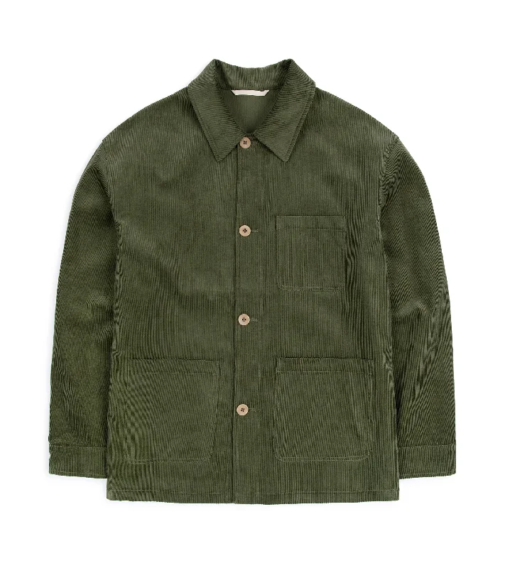 De Bonne Facture Medium Wale Corduroy Work Jacket: Dark Olive