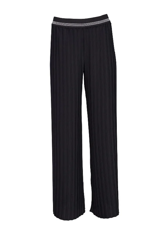 Ora Pleated Wide Leg Trousers, Black