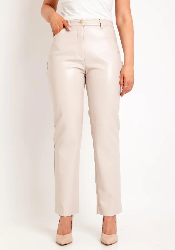 Guess Faux Leather Straight Leg Trouser, Pale Nude