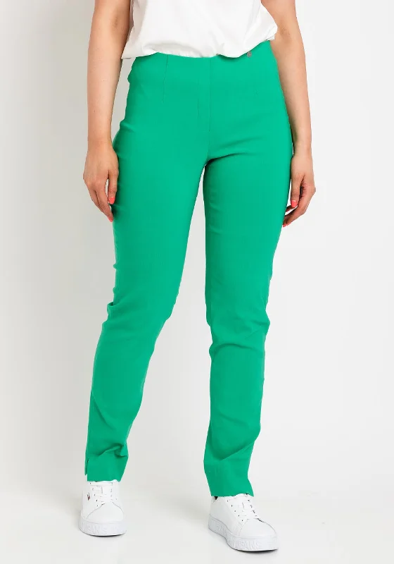 Robell Marie Full Length Slim Leg Trousers, Emerald Green