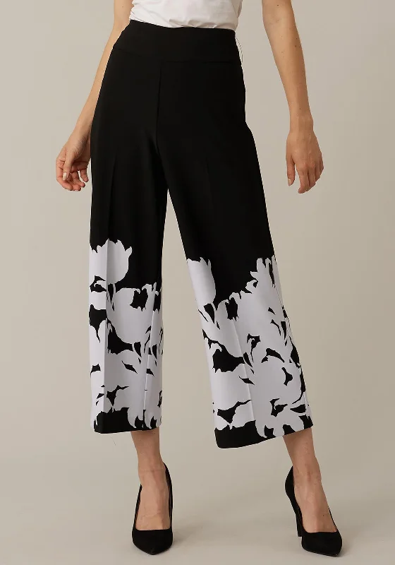 Joseph Ribkoff Floral Border Culottes, Black & White