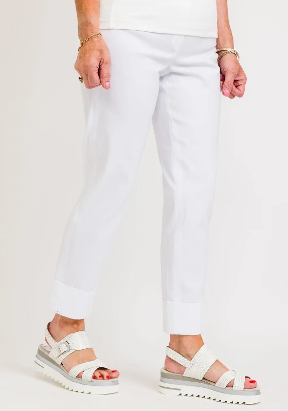 Robell Bella 09 Turn Up Ankle Grazer Trousers, White