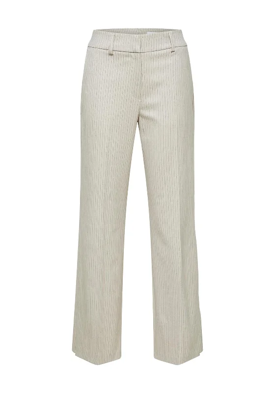 Selected Femme Rita Pin Stripe Wide Leg Trouser, Nomad