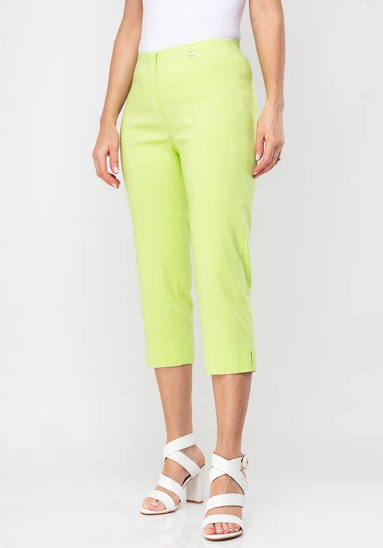 Robell Marie 07 Stretch Crop Trousers, Lime Green