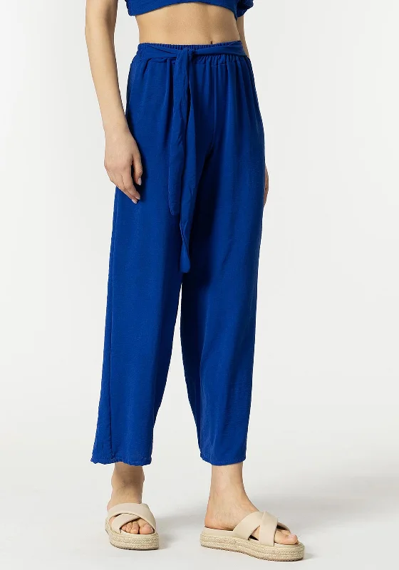 Tiffosi Francesca Tie Waist Crop Trousers, Blue