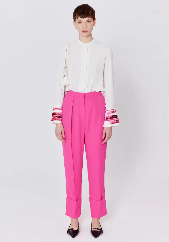 Birelin Folded Cuff Slim Leg Trouser, Fuchsia