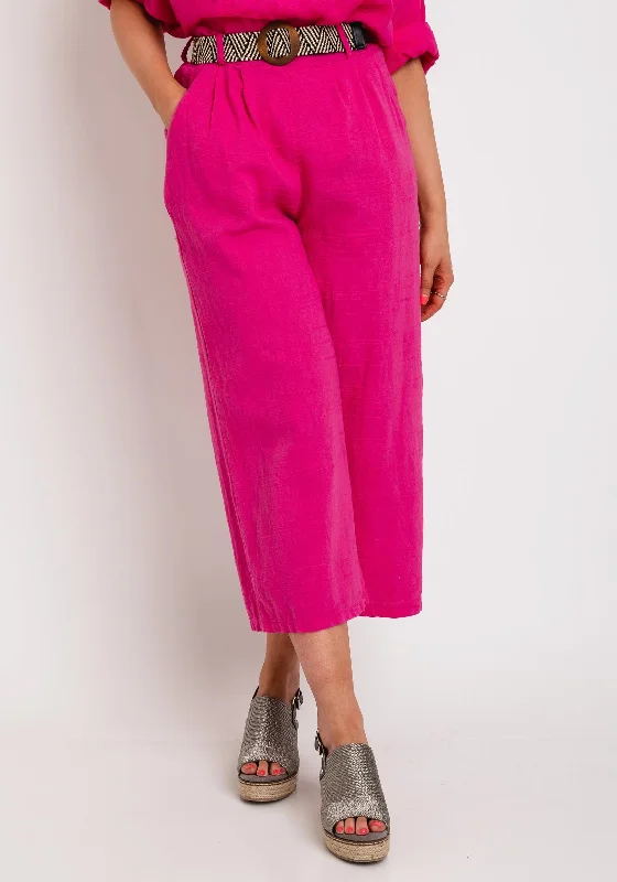 The Serafina Collection One Size Wide Leg Crop Trouser, Cerise Pink