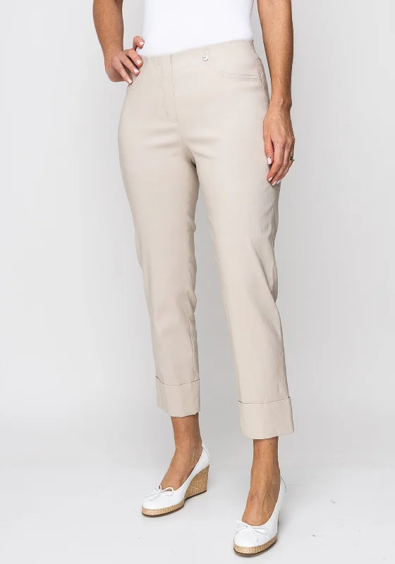 Robell Bella 09 Turn Up Crop Trousers, Beige