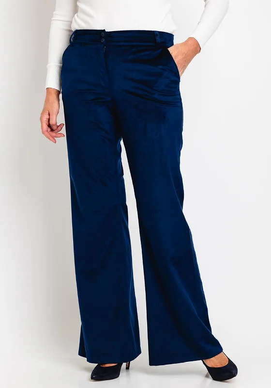 Camelot Velour Flare Trouser Royal Navy