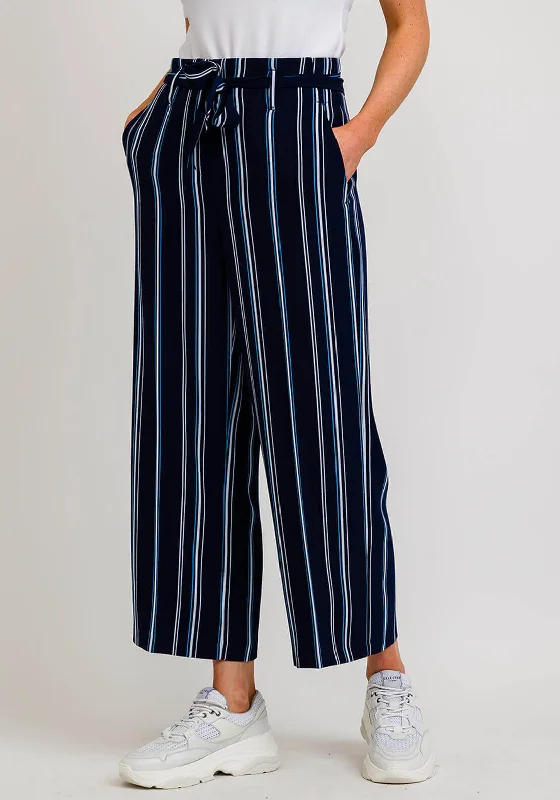 Robell Emma 09 Striped Culotte Trousers, Navy