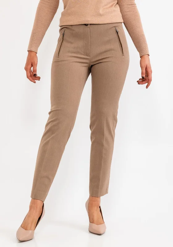 Zerres Jane Zip Pocket Slim Trousers, Camel