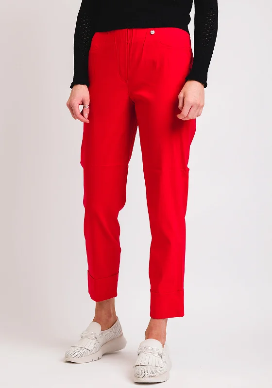 Robell Bella 09 Turn Up Cropped Trousers, Red