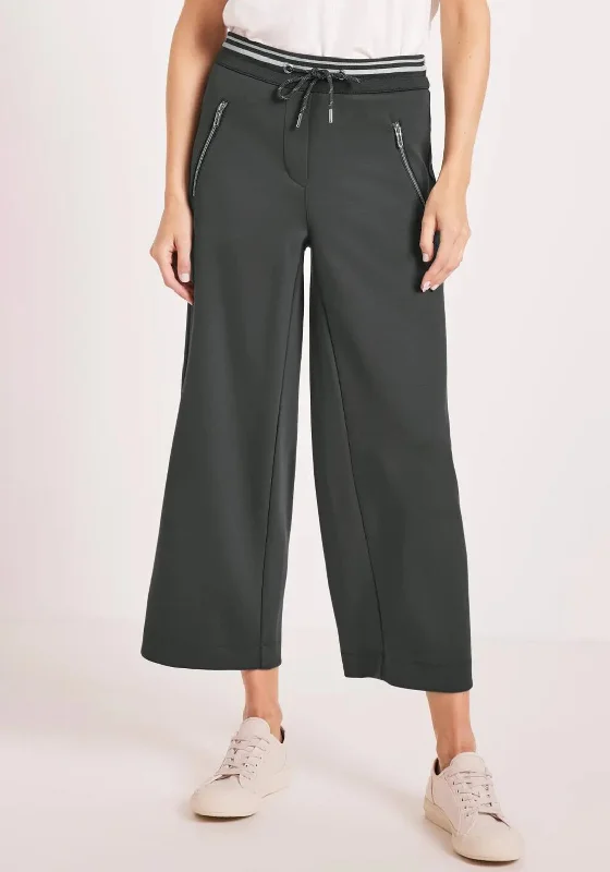 Cecil Casual Wide Leg Trousers, Khaki