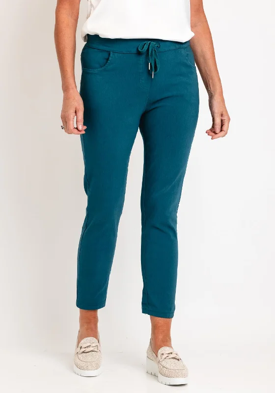 D.E.C.K by Decollage Drawstring Waist Slim Leg Trouser, Teal