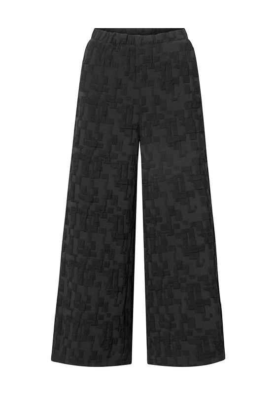 Elsewhere Lorena Jacquard Wide Leg Trouser, Black