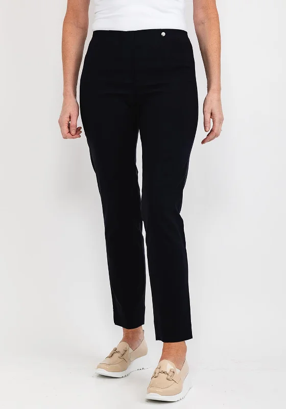 Robell Marie Full Length Slim Leg Trousers, Navy