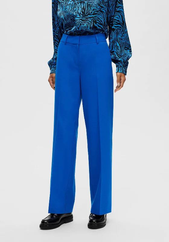 Selected Femme Rita Mid Waist Trousers, Princess Blue