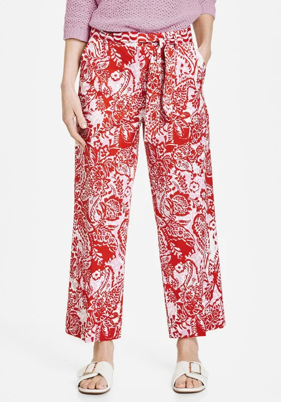 Gerry Weber Paisley Print Wide Leg Trousers, Red Multi