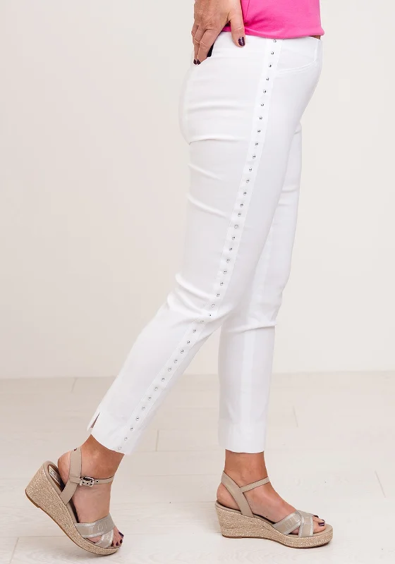 Robell Rose 09 Studded Cropped Trousers, White