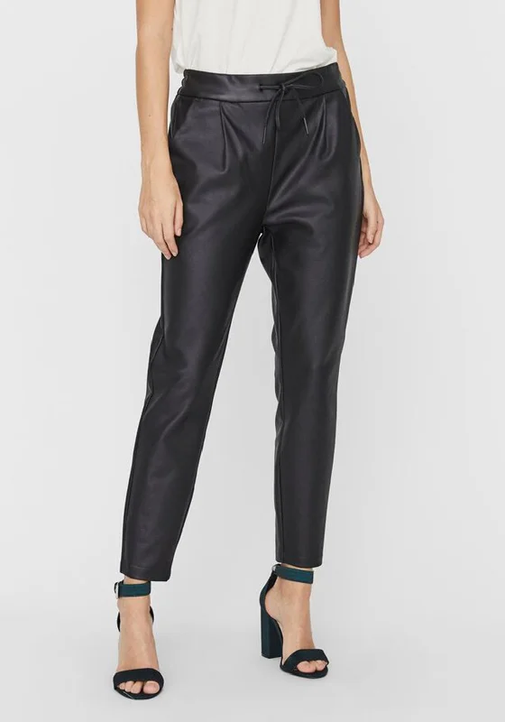 Vero Moda Eva Faux Leather Joggers, Black