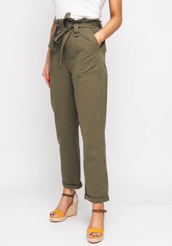 Seventy1 Cotton Paper Waist Cargo Trousers, Green