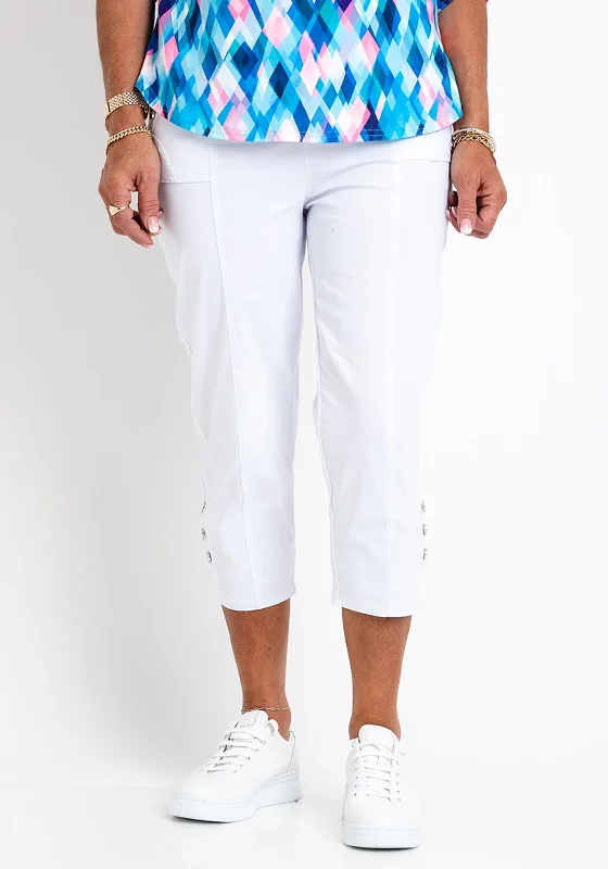 Leon Collection Cargo Style Capri Trousers, White