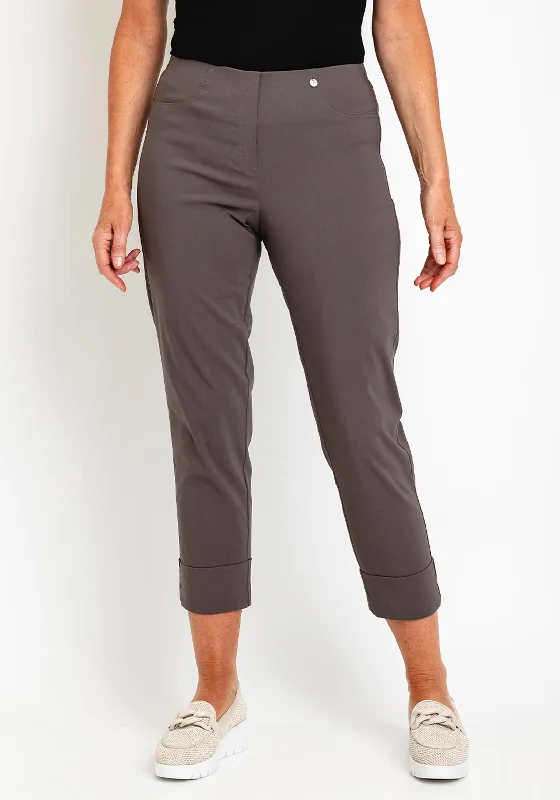 Robell Bella 09 Turn Up Ankle Grazer Trousers, Taupe