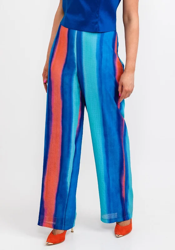 Camelot Ombre Straight Leg Trousers, Blue Multi