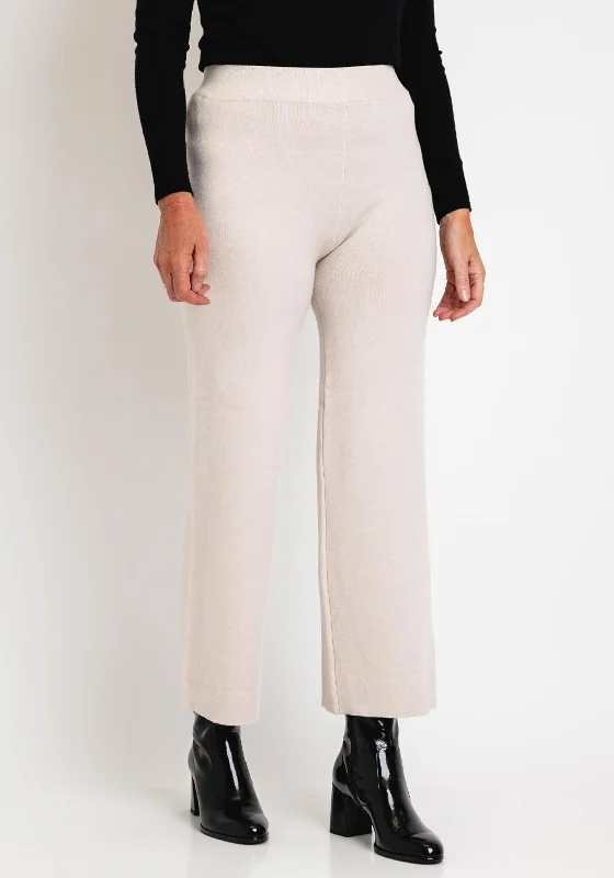 Serafina Collection Wide Leg Knit Trouser, Apricot