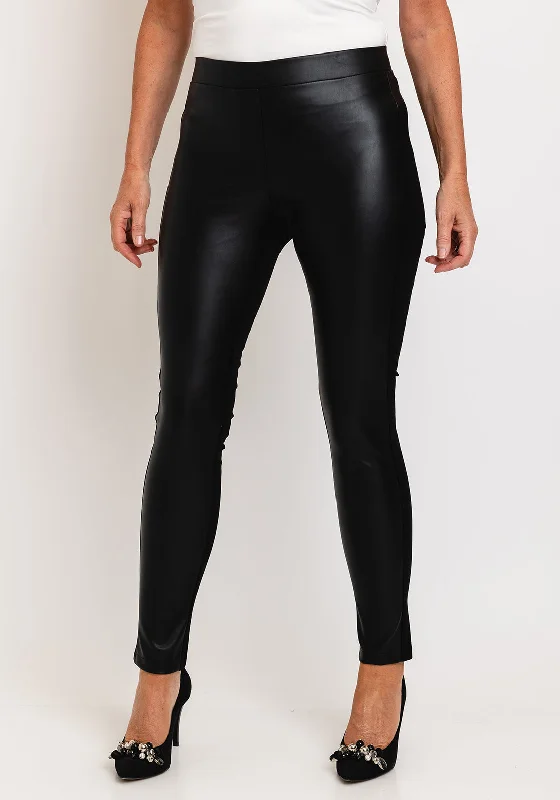 Naya Faux Leather Front Leggings, Black