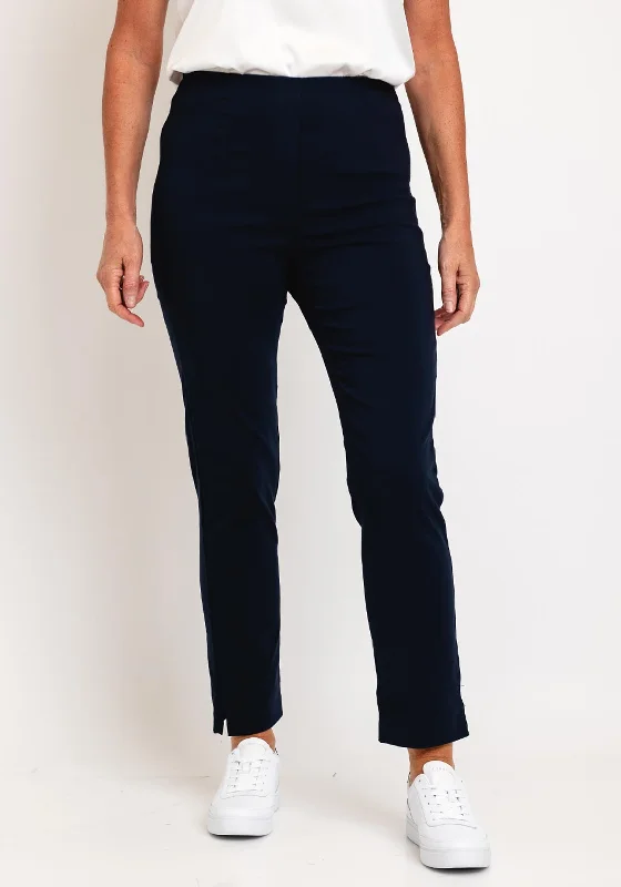 Leon Collection High Waist Slim Leg Trouser, Navy