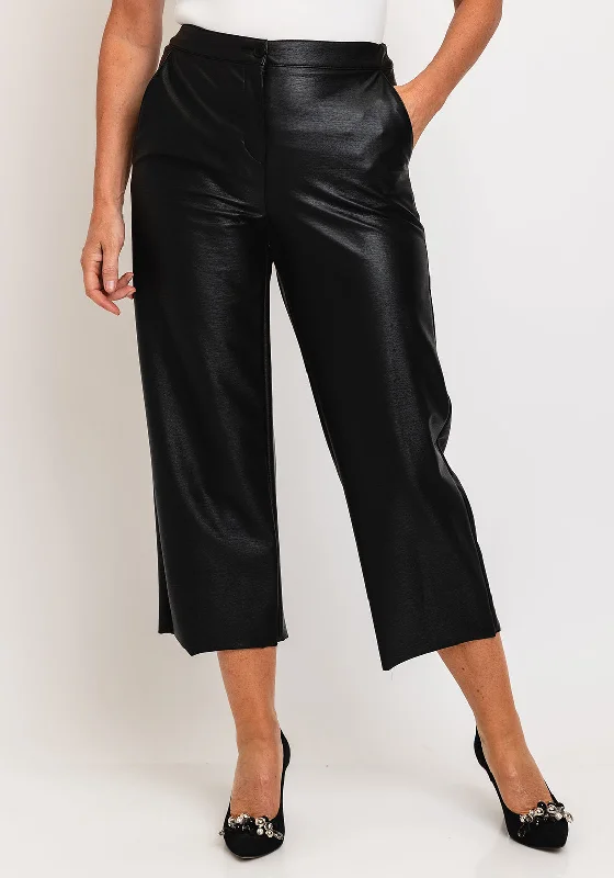 Robell Cloe 09 Faux Leather Crop Trouser, Black