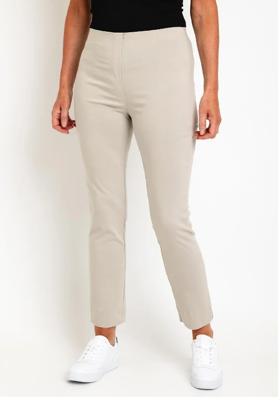 Leon Collection High Waist Slim Leg Trouser, Beige